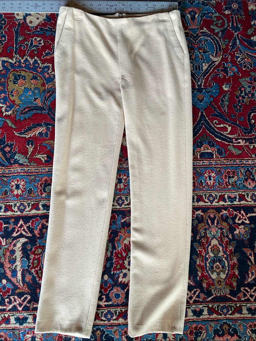 Cream camel hair stretch custom made Straight-Leg Dress Pants